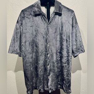 Vintage Velour Monochrome Optical Illusion Art AOP Short Sleeve Button-up Shirt